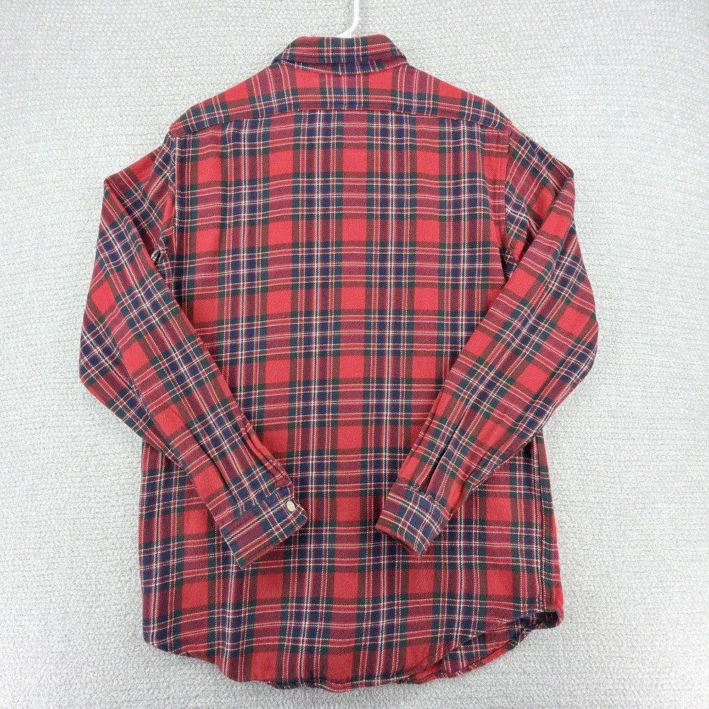 Vtg Polo Ralph Lauren Tartan Plaid Flannel Shirt Mens Medium Red Heavyweight Y2K